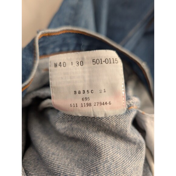 1998 Vintage 90's Levis Jeans Mens 40x30 Blue 501 Straight Light Wash Button Fly - Picture 4 of 12